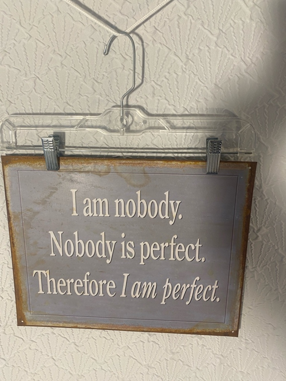 Decorative Wall Plaque - 'I Am Nobody' Quote - Gray & Rust